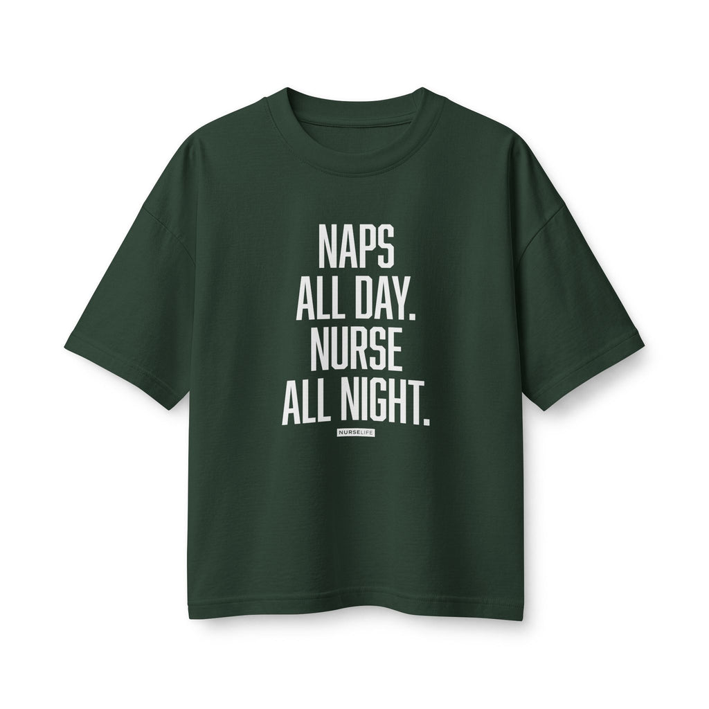 Naps All Day. Nurse All Night. - Women's Boxy Heavyweight Tee