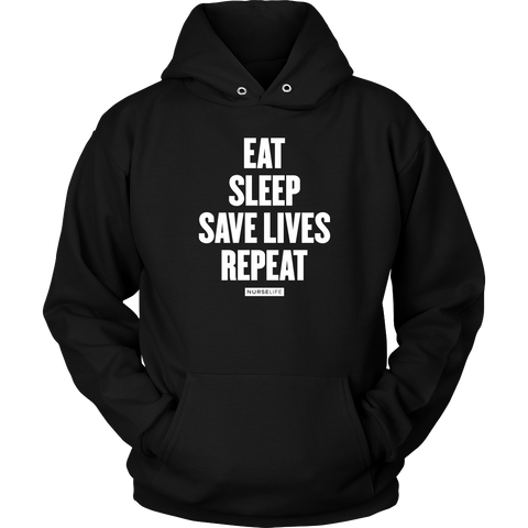 Eat, Sleep, Save Lives, Repeat - Unisex Hoodie - NurseLife
 - 1