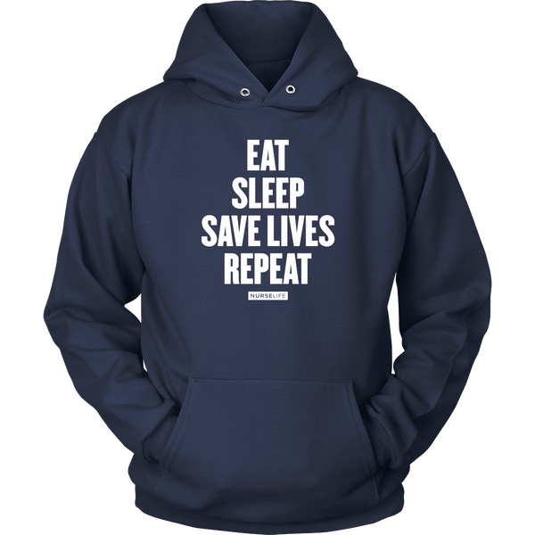 Eat, Sleep, Save Lives, Repeat - Unisex Hoodie - NurseLife
 - 4