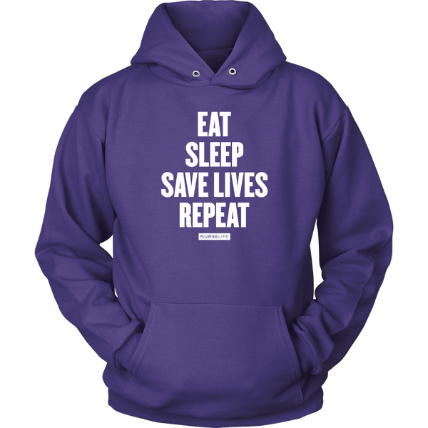 Eat, Sleep, Save Lives, Repeat - Unisex Hoodie - NurseLife
 - 5