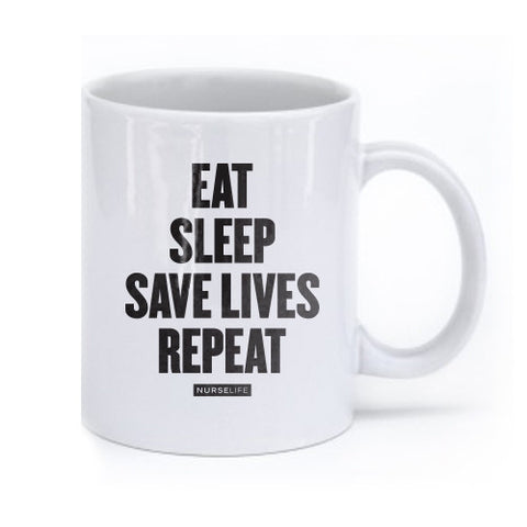 Eat, Sleep, Save Lives, Repeat - Coffee Mug - NurseLife
